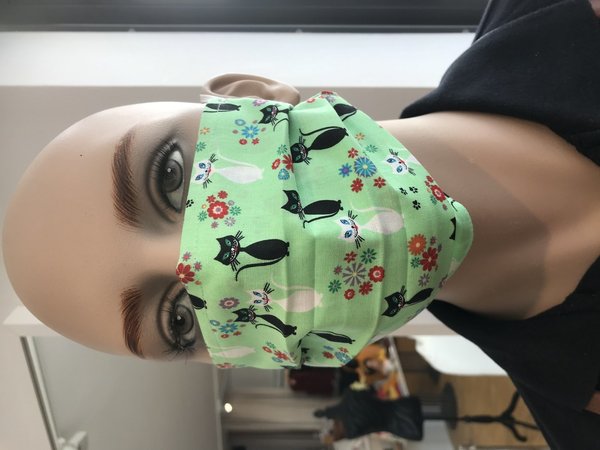 Gesichtsmaske Katzen mit Gummi