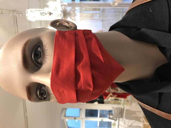 Gesichtsmaske Rot mit Gummiband/weiß